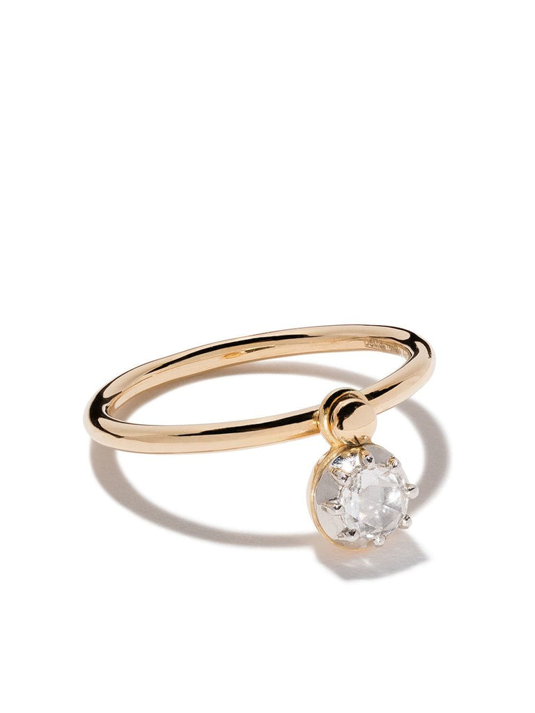 18kt yellow gold hanging diamond ring