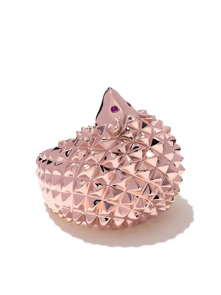 18kt rose gold Hans, the hedgehog diamond and ruby ring