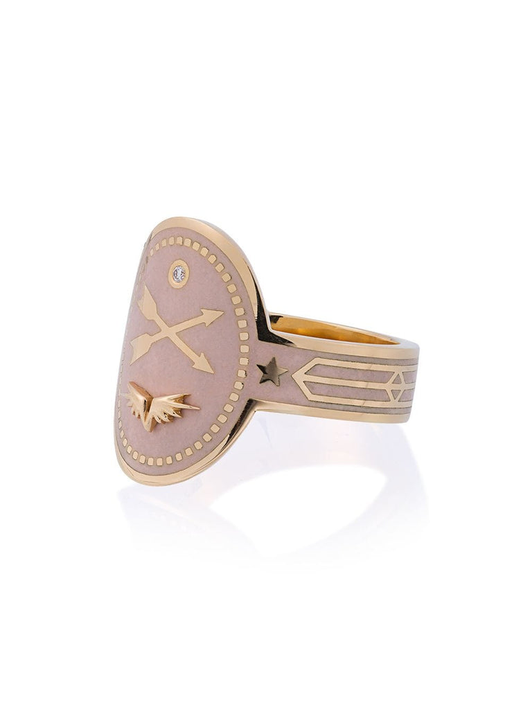 Crossed Arrows Diamond Cigar Band Ring