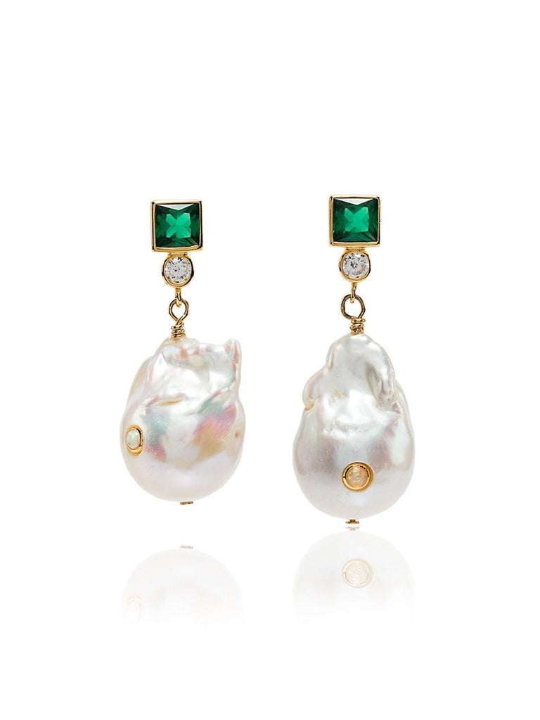 Green and White Pearl Agate Earrings