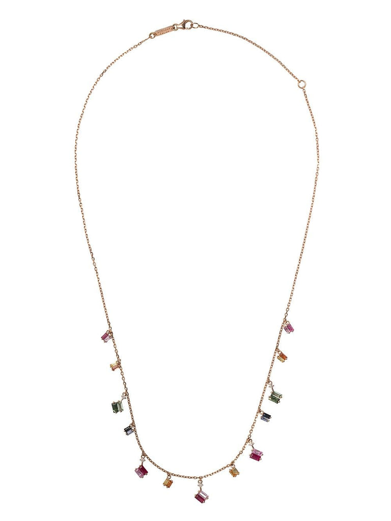 18kt rose gold, diamond and sapphire Rainbow Fireworks Dangle necklace