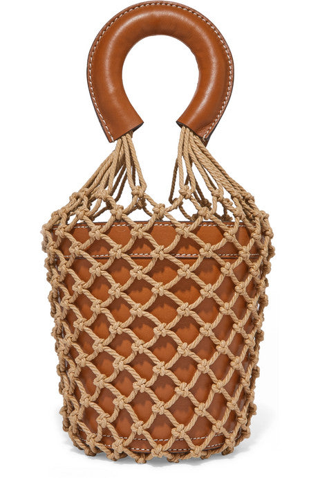 Moreau leather and macramé bucket bag