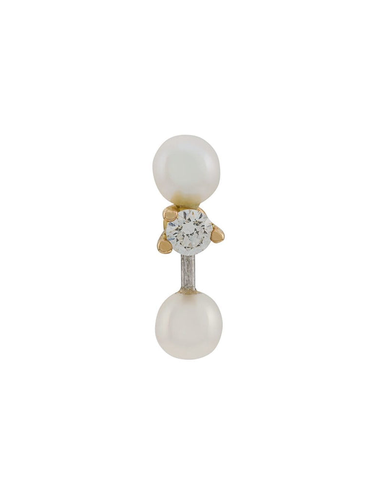 18kt yellow and white gold Two In One pearl and diamond earring