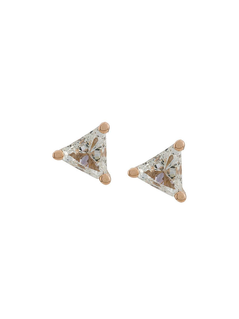 18kt champagne gold Dots Solitaire trillion diamond stud earrings