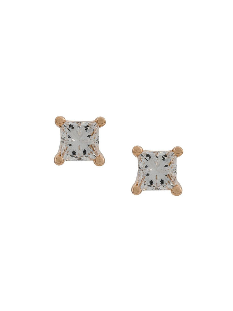 18kt champagne gold Dots Solitare princess diamond stud earrings