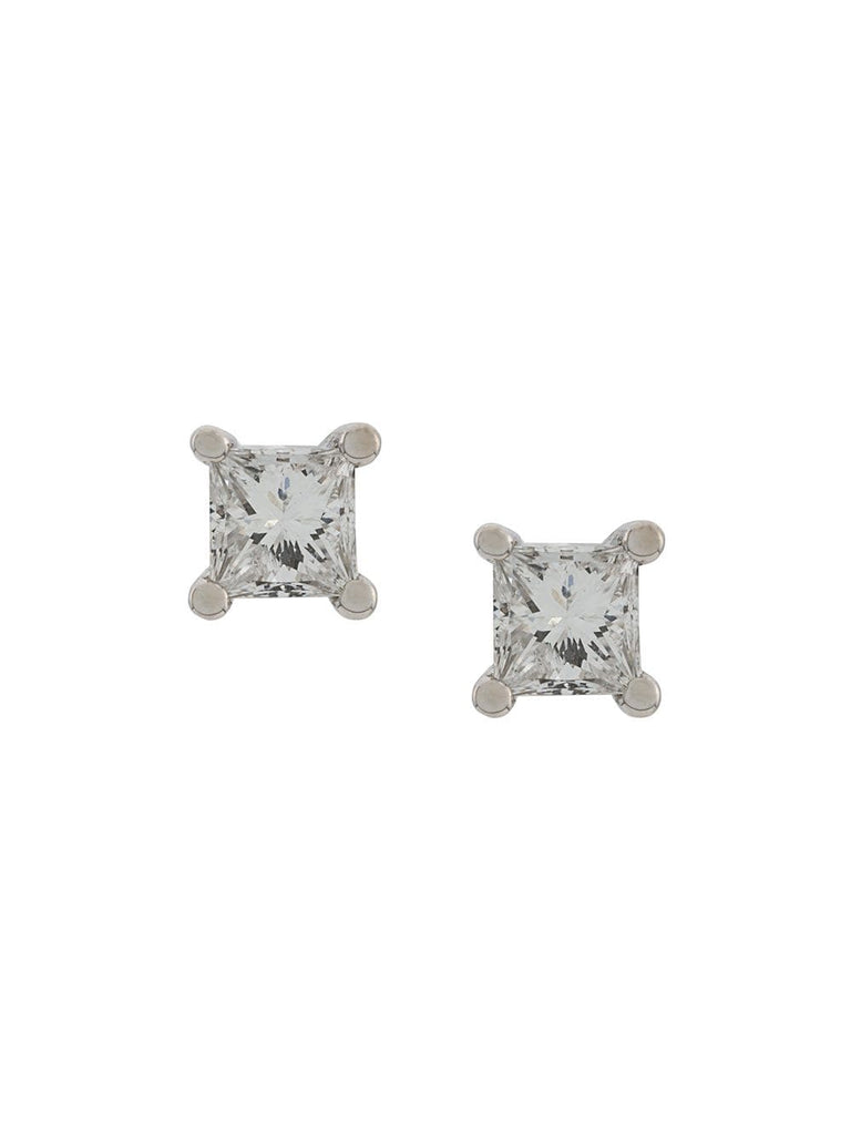 18kt white gold Dots Solitare princess diamond stud earrings