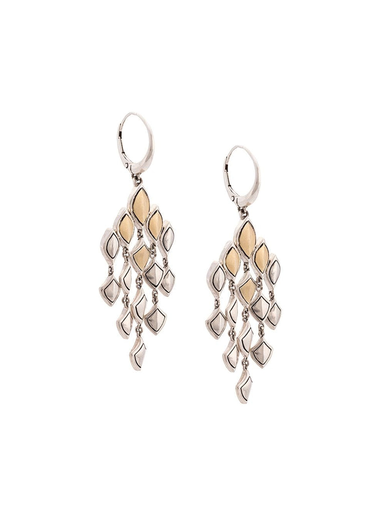 18kt yellow gold and sterling silver Naga chandelier earrings