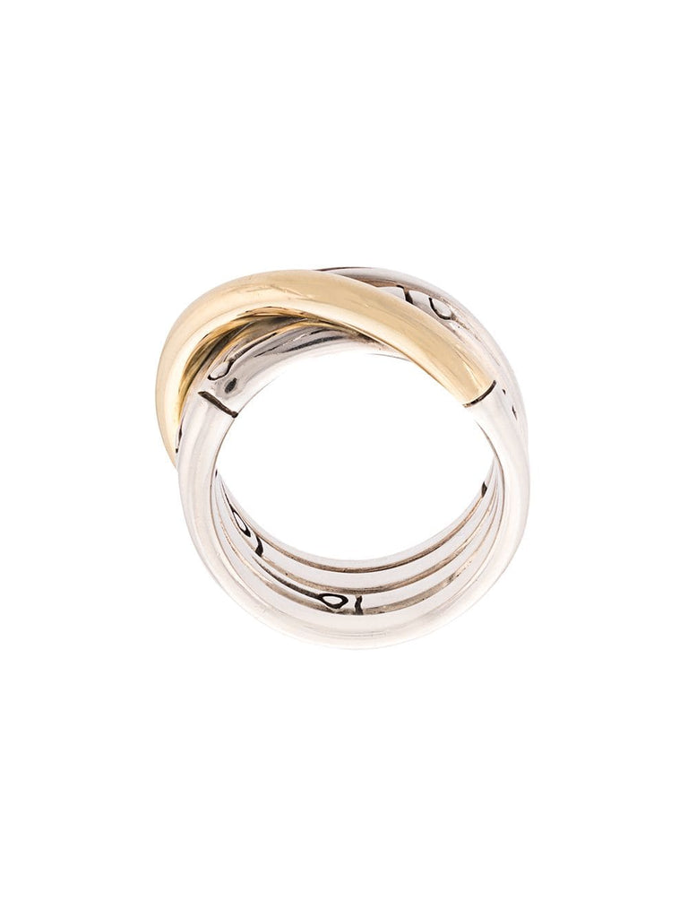 18kt yellow and sterling silver Bamboo band ring