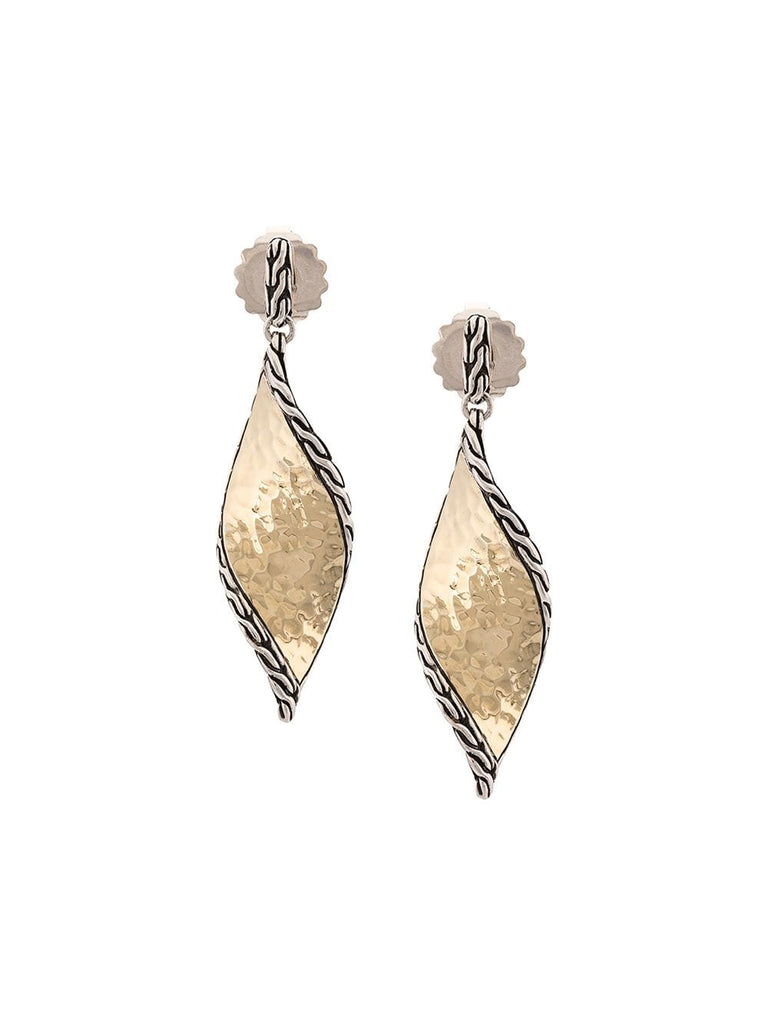 18kt yellow gold and sterling silver Wave Hammered Drop earrings