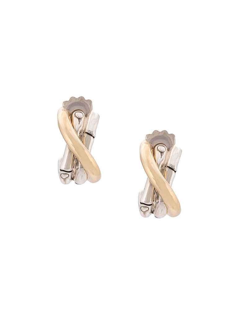 18kt yellow gold and sterling silver small J hoop earrings