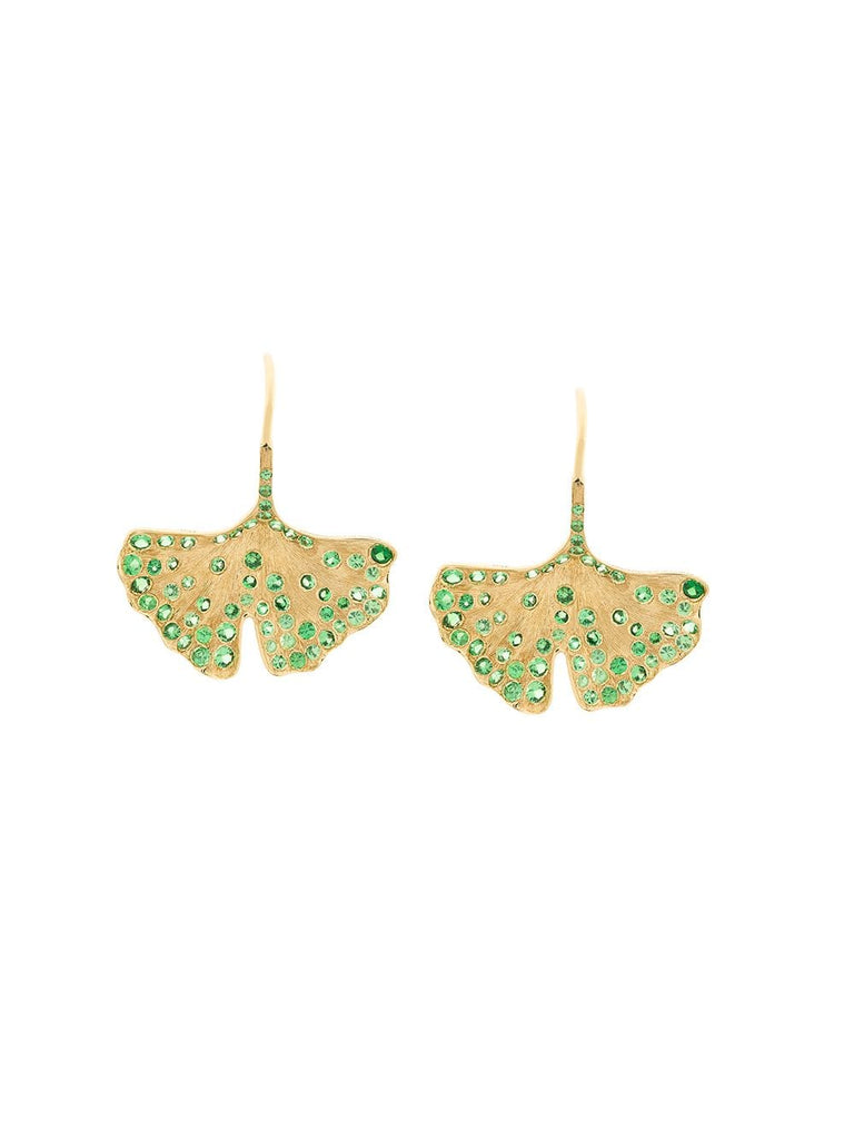 18kt yellow gold Ginkgo tsavorite earrings