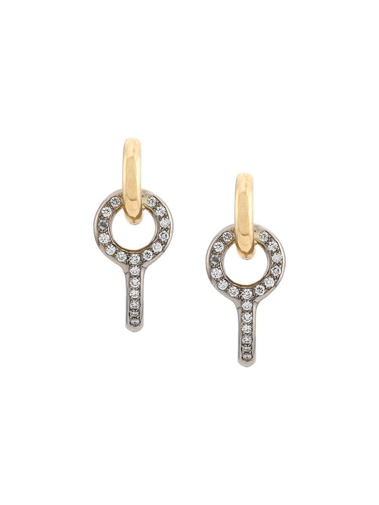 18kt yellow and white gold Twin Pave diamond earrings