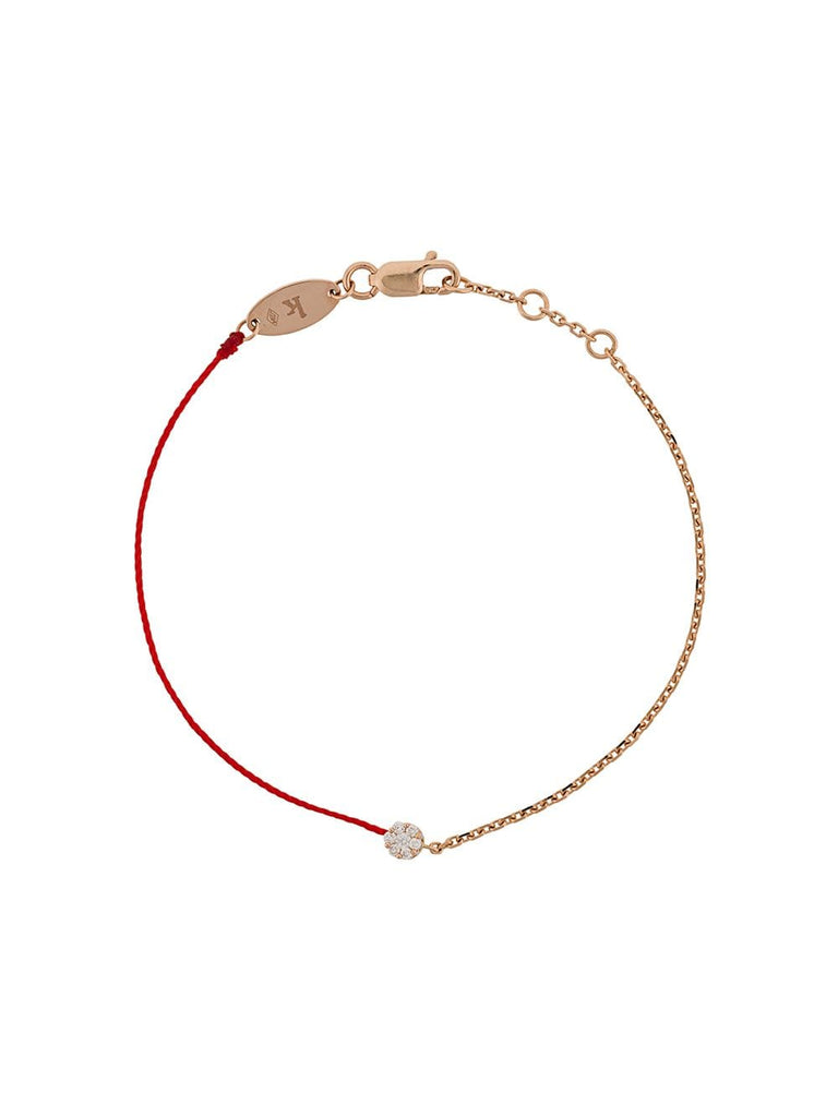 diamond and 18kt rose gold string and chain bracelet