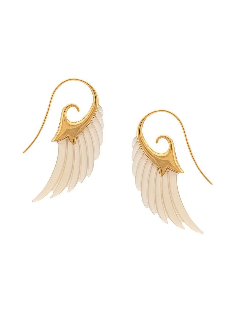 14kt yellow gold light horn wing earrings