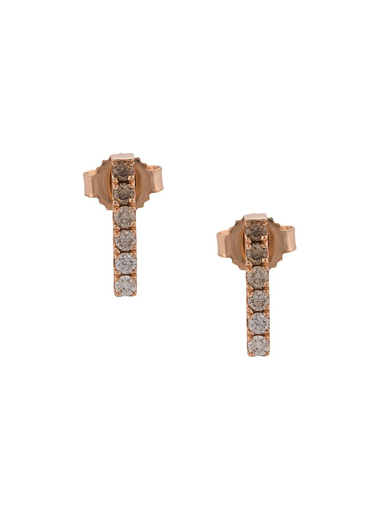 14kt rose gold bar diamond studs