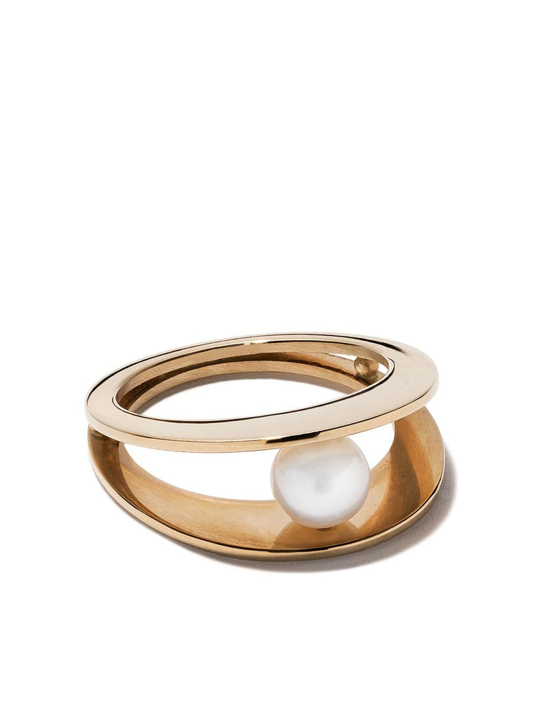 18kt yellow gold Between Akoya pearl ring