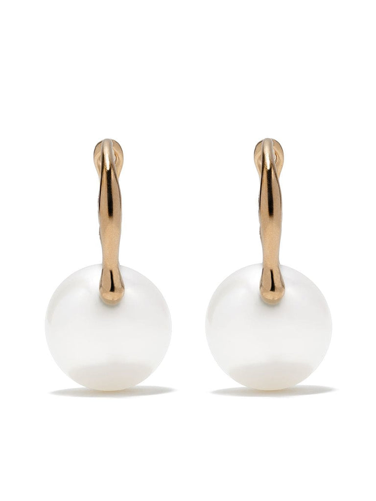 18kt yellow gold silver lip pearl drop earrings