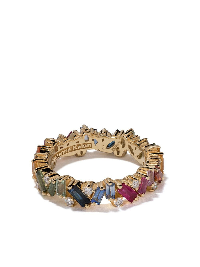 18kt yellow gold, diamond and sapphire Eternity Rainbow band