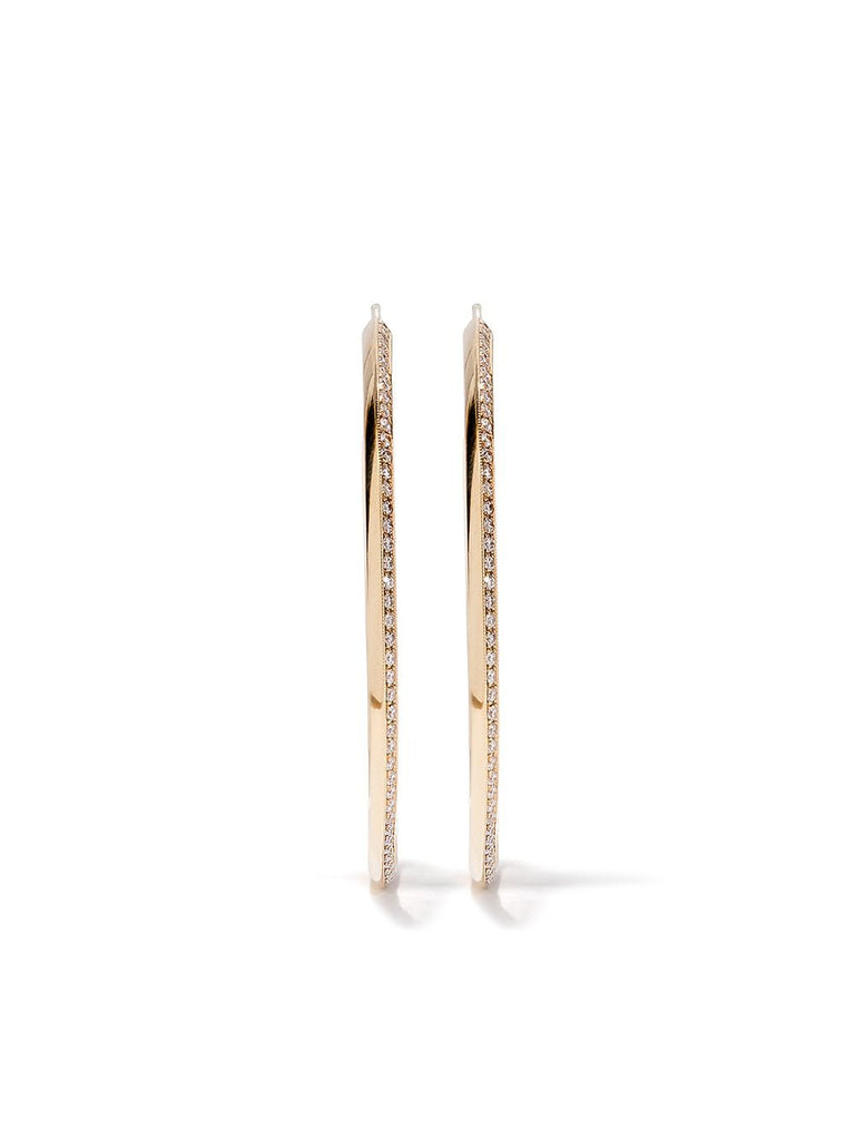 18kt yellow gold diamond knife edge hoops