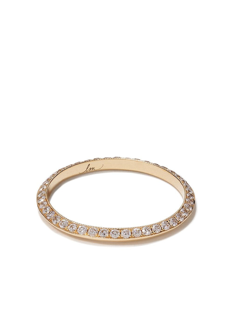 18kt yellow gold diamond pave petit knife edge band