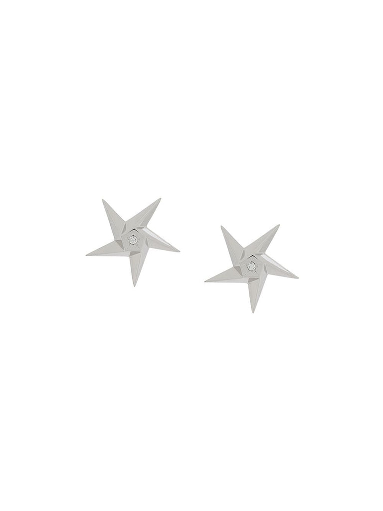 18kt white gold diamond star earrings