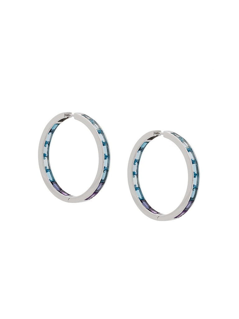 18kt white gold amethyst and topaz Morning hoop earrings