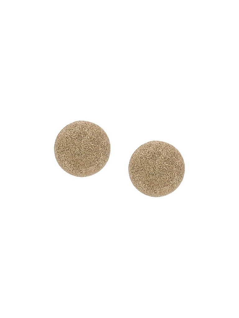 18kt yellow gold Florentine Finish Button Studs with Clip