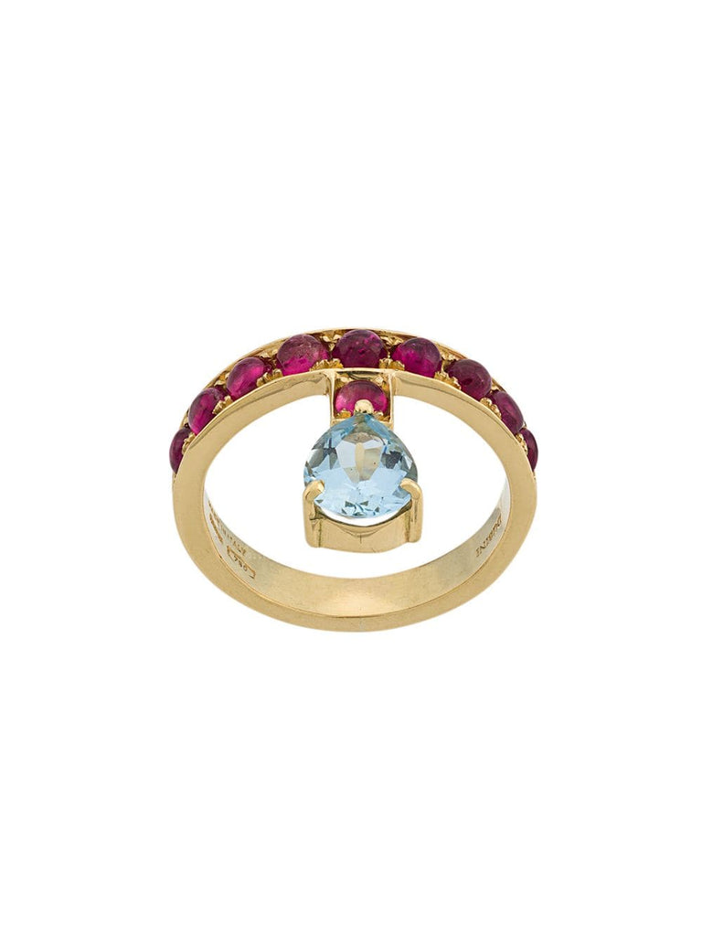 18kt yellow gold, aquamarine and rubellite Theodora ring