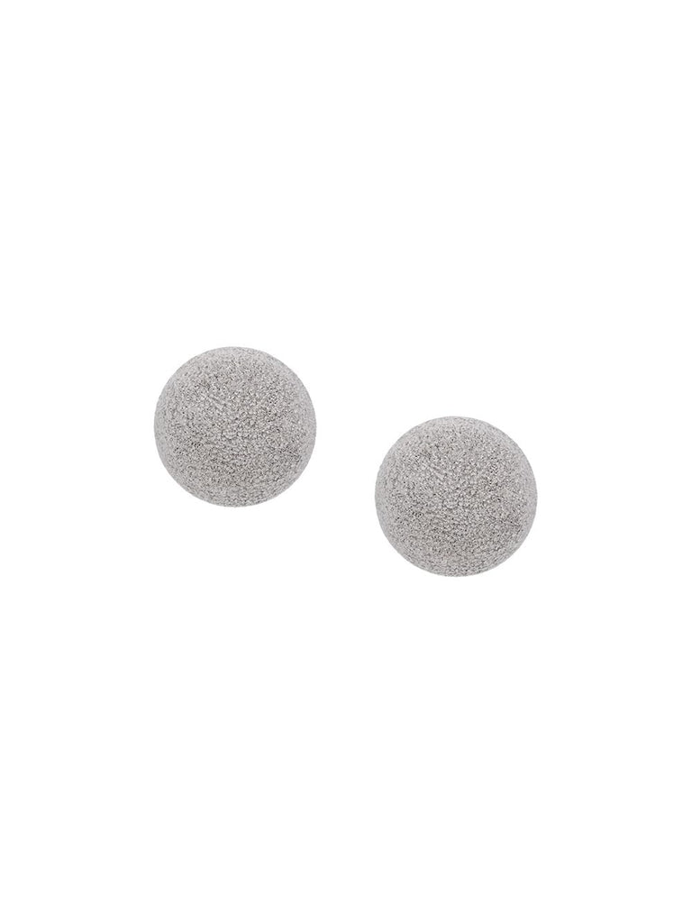 18kt white gold Florentine Finish Button Studs with Clip