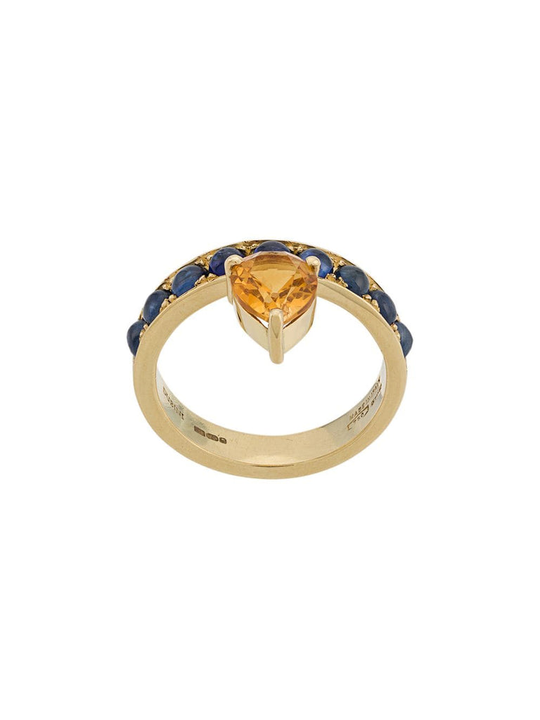 18kt yellow gold, sapphire and citrine Theodora Tear ring