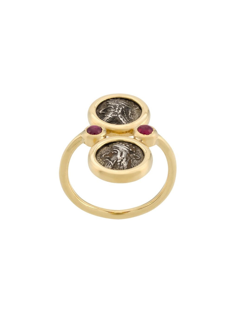 18kt yellow gold, silver and ruby Kings of Persis Shield ring