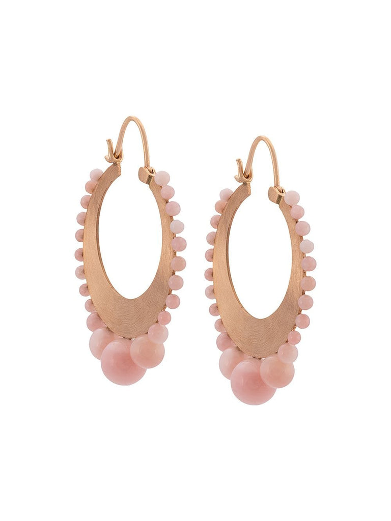 18kt rose gold and pink opal hoop earrings