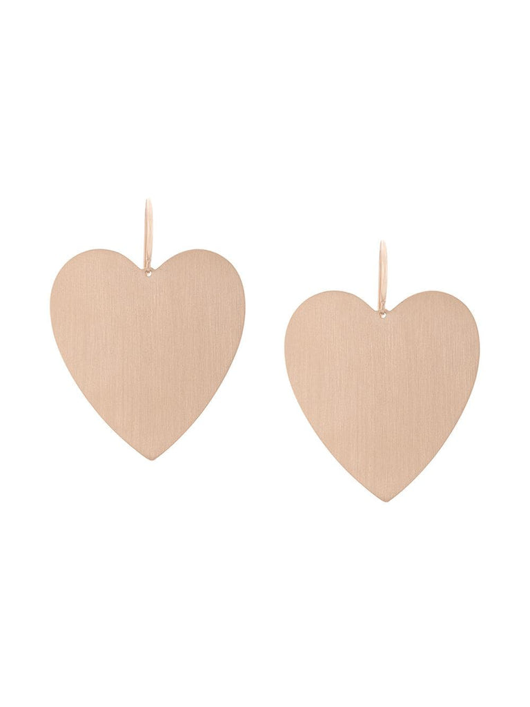 18kt rose gold large flat heart earrings