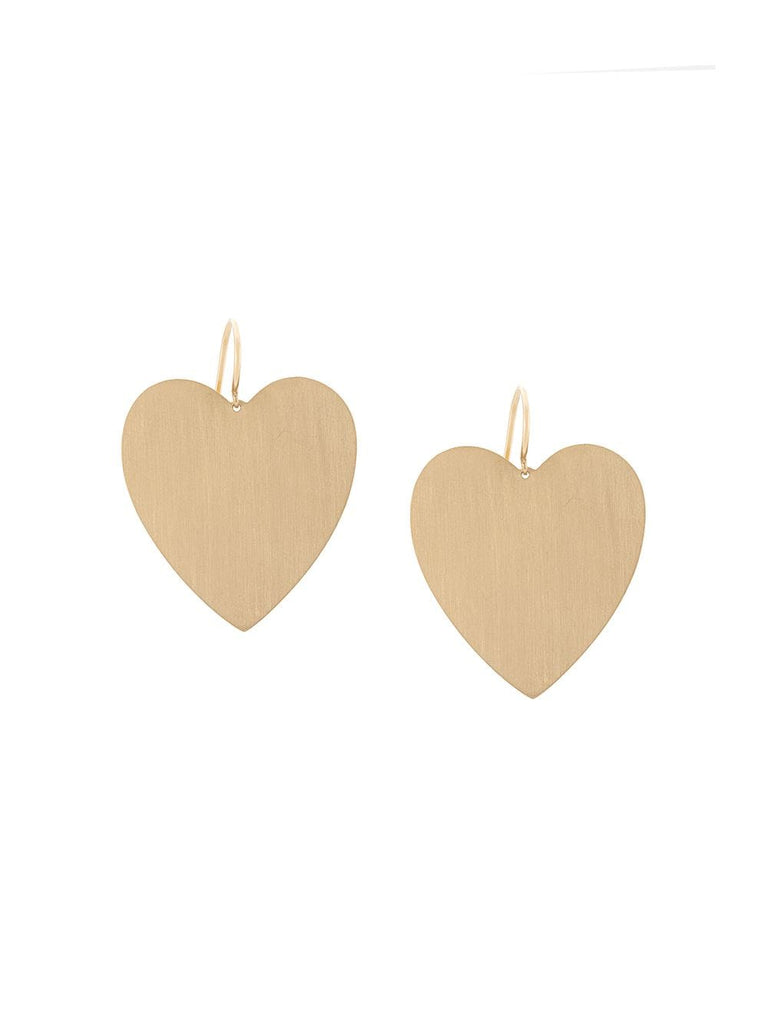 18kt yellow gold large flat heart earrings