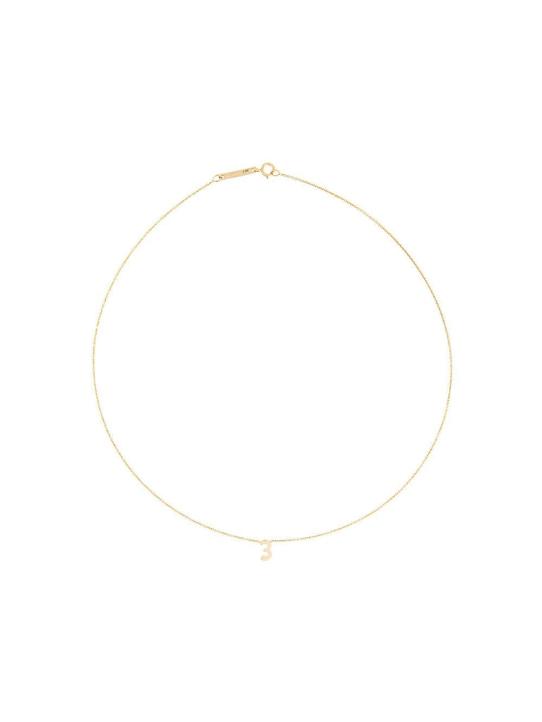 14kt yellow gold number 3 necklace