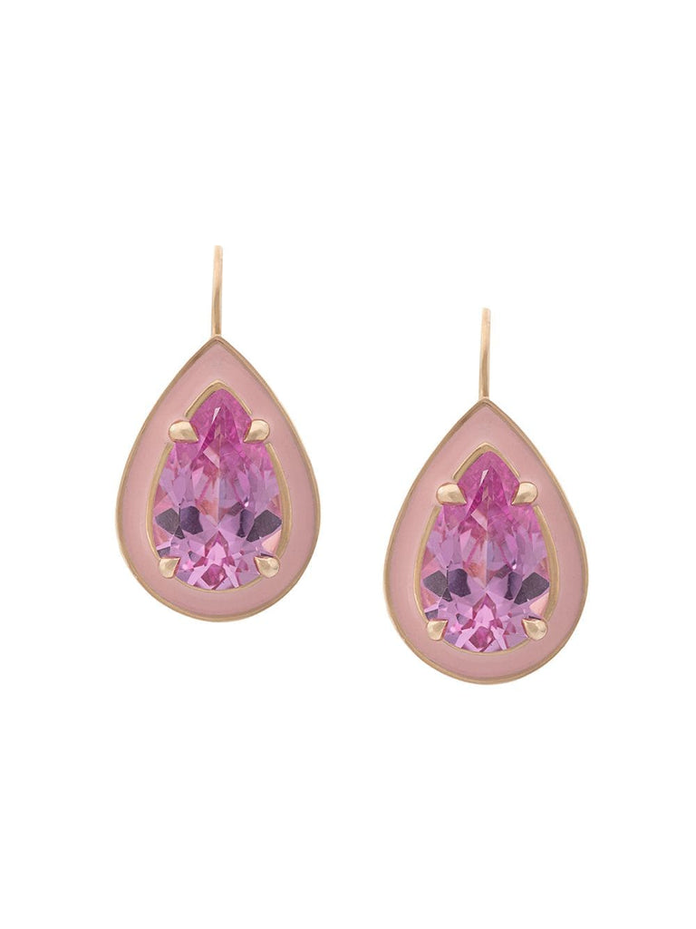 14kt yellow gold pink sapphire drop earrings