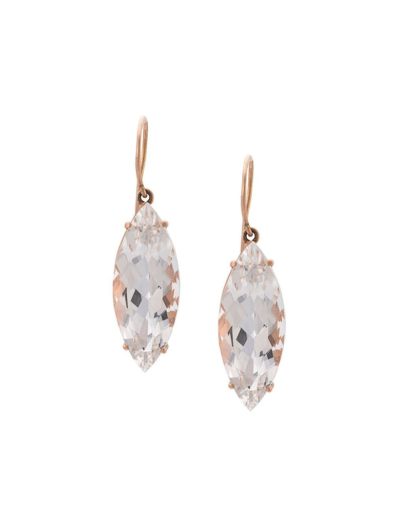 18kt rose gold rock crystal marquis earrings