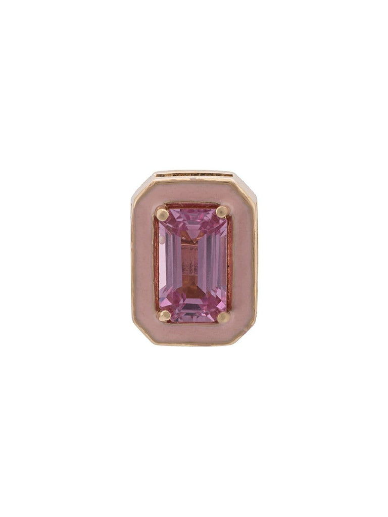 14kt yellow gold pink sapphire stud