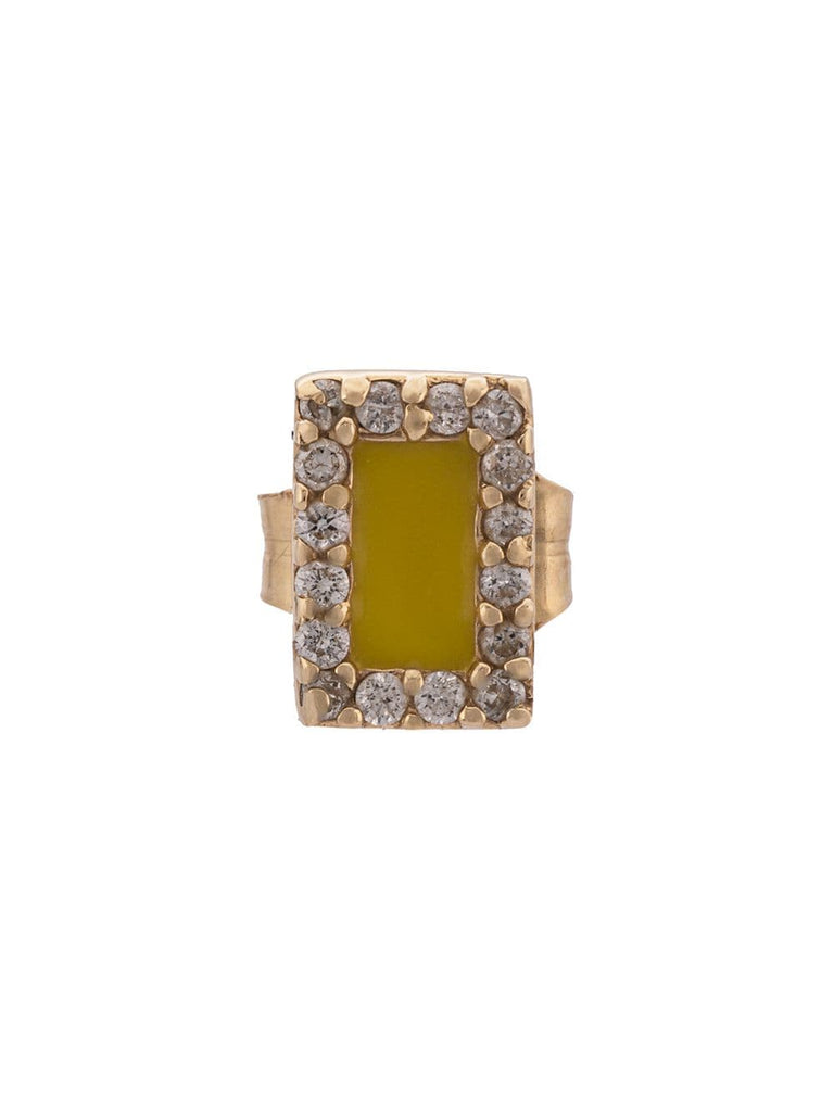 14kt yellow gold, yellow enamel and diamond stud