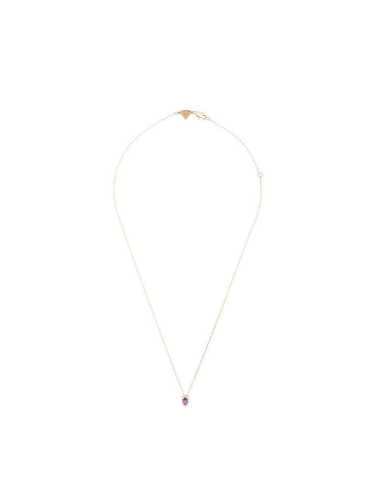 14kt yellow gold, amethyst and diamond pendant necklace