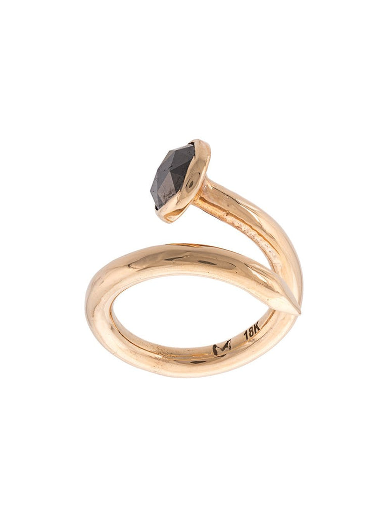 Casted 14K Black Diamond detail ring