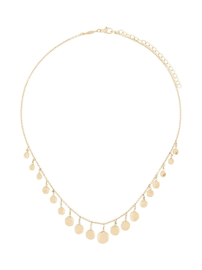 14kt yellow gold plain hammered disc Shaker necklace