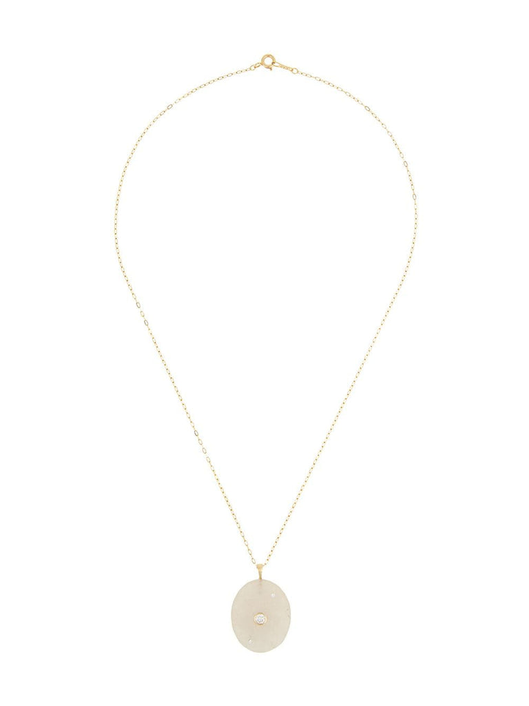 18kt yellow gold Wordly pebble stone and diamond pendant necklace