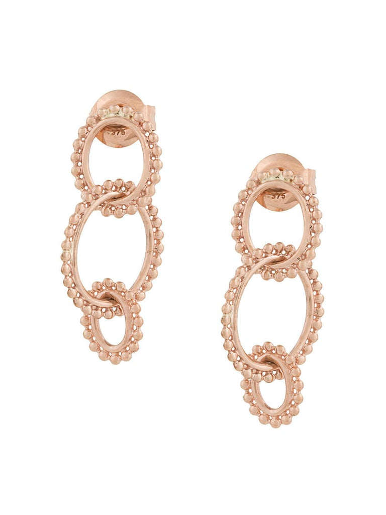 9kt rose Dotted Oval drop earrings