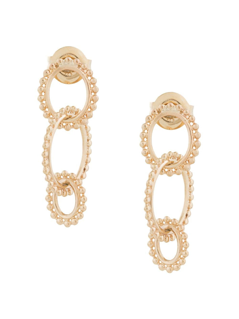 9kt yellow gold Dotted Oval drop earrings