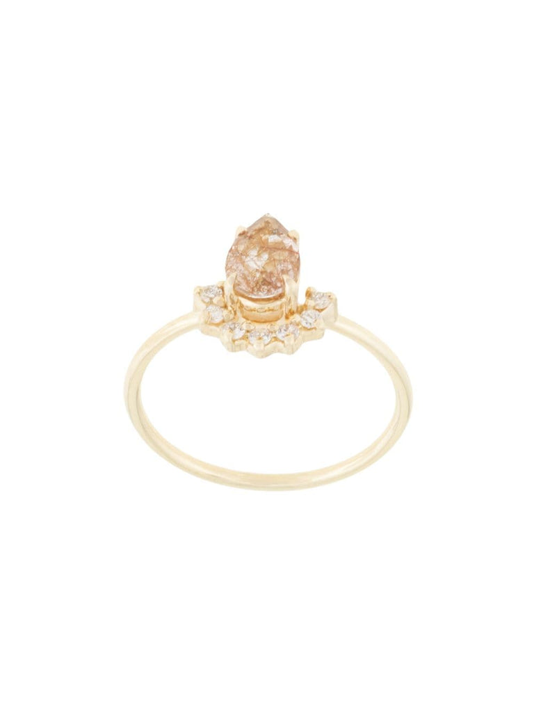 14kt yellow gold rutilated quartz and diamond ring