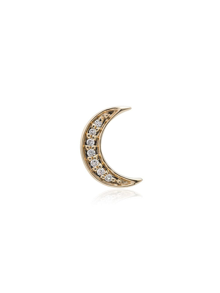 crescent moon 14K gold sapphire singular earring