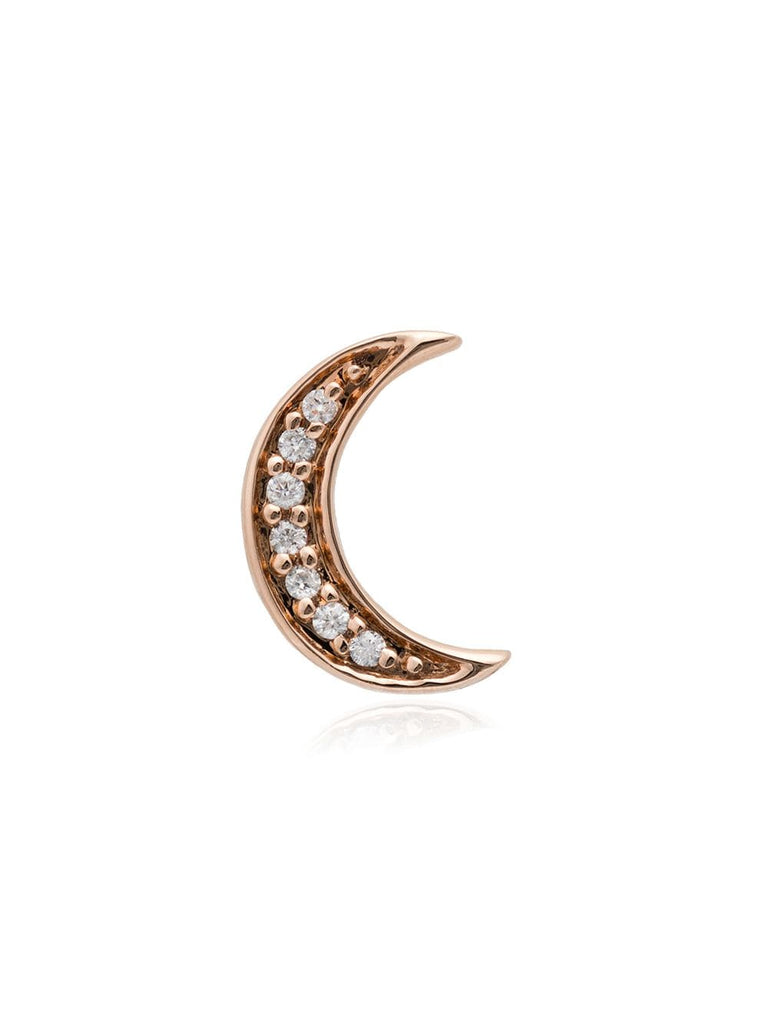 14K rose gold Crescent Moon diamond earring