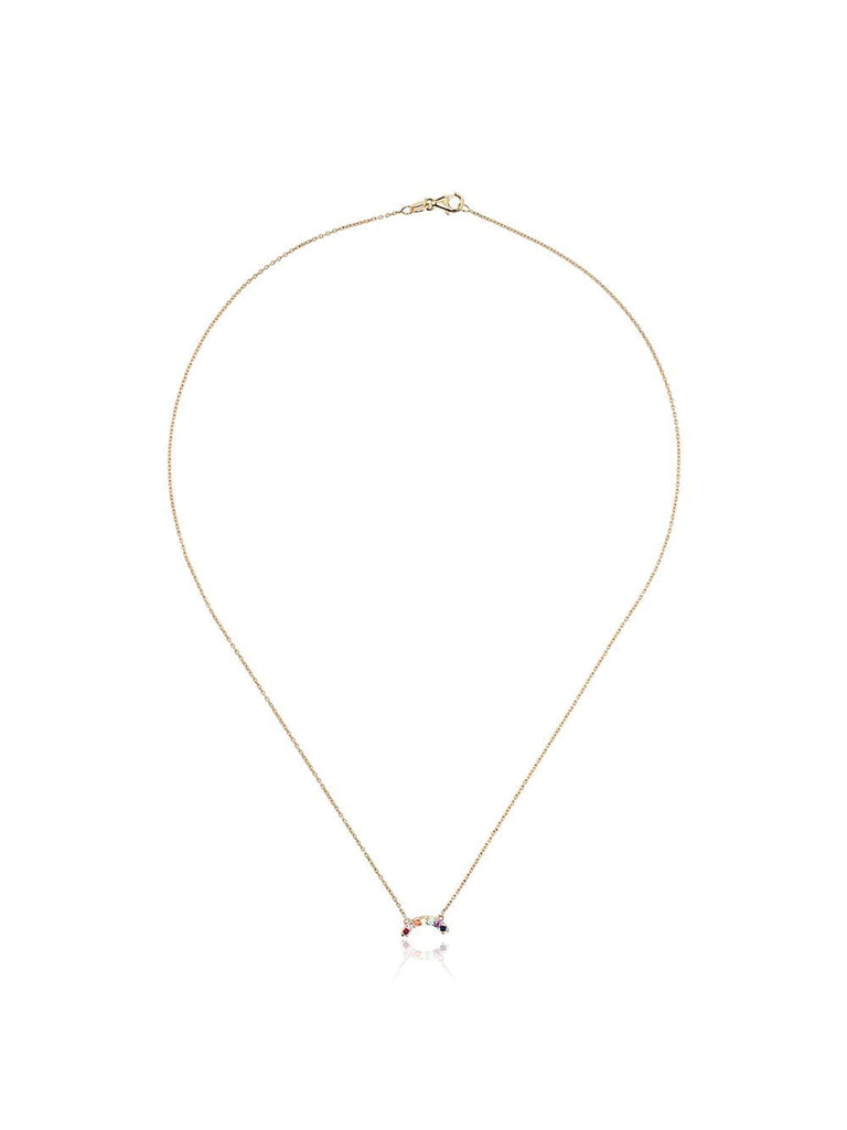 yellow gold small rainbow ruby necklace