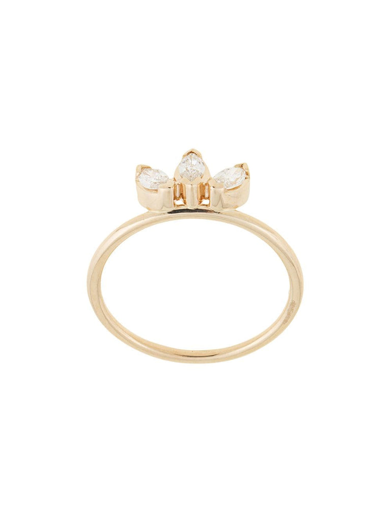 14kt yellow gold Three Stone Diamond Sun ring